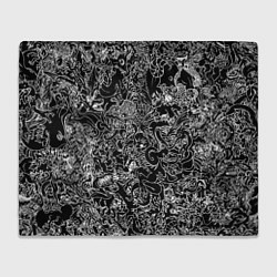 Плед флисовый Монстры черно-белый паттерн, цвет: 3D-велсофт