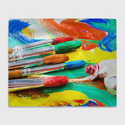 Плед флисовый Кисти и краски, цвет: 3D-велсофт