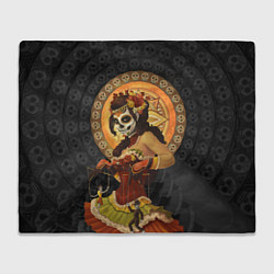 Плед флисовый Мексиканка - стиль Калавера Катрина, цвет: 3D-велсофт