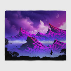 Плед флисовый No Man's Sky: Neon Mountains, цвет: 3D-велсофт