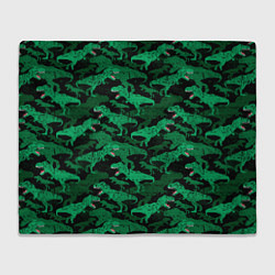 Плед флисовый Зелёные тираннозавры - камуфляж, цвет: 3D-велсофт