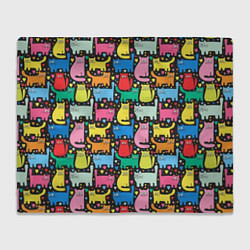 Плед флисовый Разноцветные котики, цвет: 3D-велсофт
