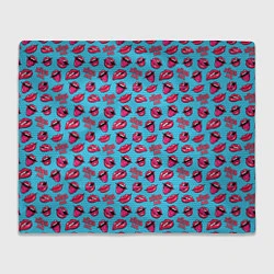 Плед флисовый Губы Поп-арт, цвет: 3D-велсофт