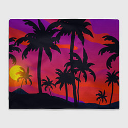 Плед флисовый Тропический пляж, цвет: 3D-велсофт