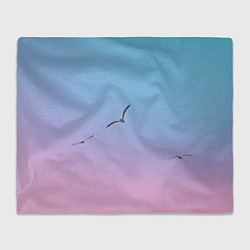 Плед флисовый Чайки птицы полет градиент, цвет: 3D-велсофт