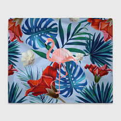 Плед флисовый Фламинго в папоротнике, цвет: 3D-велсофт