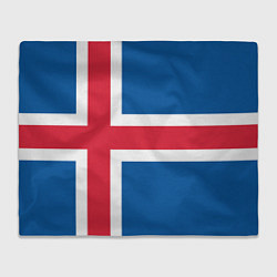 Плед флисовый Исландия Флаг Исландии, цвет: 3D-велсофт