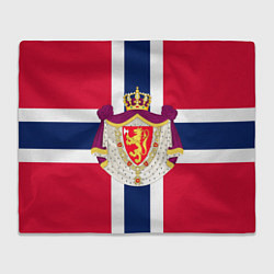 Плед флисовый Норвегия Флаг и герб Норвегии, цвет: 3D-велсофт