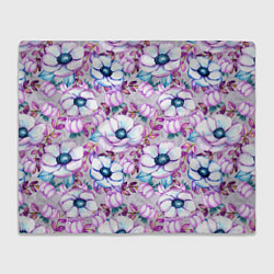 Плед флисовый Анемоны - цветочный ковер, цвет: 3D-велсофт