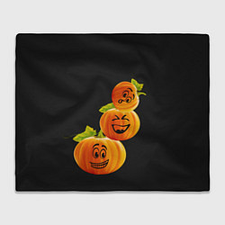 Плед флисовый Хэллоуин смешные тыквы, цвет: 3D-велсофт