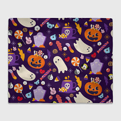 Плед флисовый HALLOWEEN BTS BT21 PATTERN БТ21 БТС ХЕЛЛОУИН, цвет: 3D-велсофт