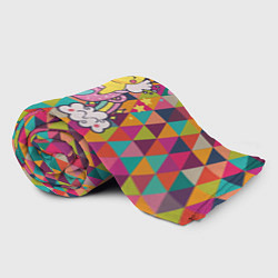 Плед флисовый Единорог на радуге в геометрии, цвет: 3D-велсофт — фото 2