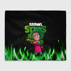 Плед флисовый LOLA ЛОЛА BRAWLSTARS зеленый огонь, цвет: 3D-велсофт