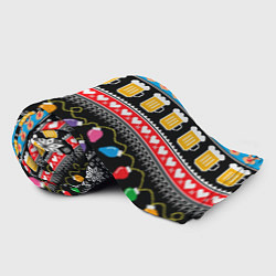 Плед флисовый Новогодний пивной узор, цвет: 3D-велсофт — фото 2