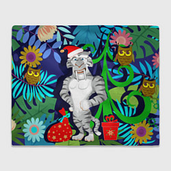 Плед флисовый Новогодний тигр в джунглях, цвет: 3D-велсофт