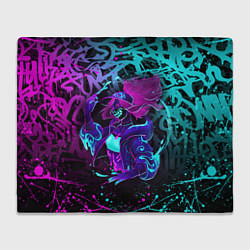 Плед флисовый KDA NEON GRAFFITI LEAGUE OF LEGENDS, цвет: 3D-велсофт