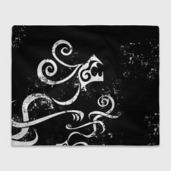 Плед флисовый ТАТУИРОВКА ДРАКЕНА WHITE AND BLACK, цвет: 3D-велсофт