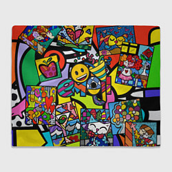 Плед флисовый Romero Britto - emoji, цвет: 3D-велсофт