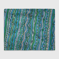 Плед флисовый Разноцветная абстракция в стиле дудл Волны, линии,, цвет: 3D-велсофт