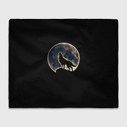 Плед флисовый Силуэт волка под луной, цвет: 3D-велсофт