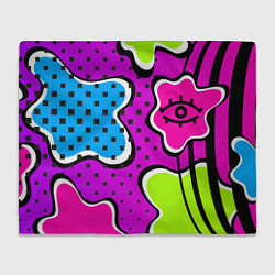 Плед флисовый Яркий абстрактный узор в стиле 90х, неоновые цвета, цвет: 3D-велсофт