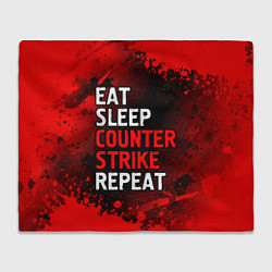 Плед флисовый Eat Sleep Counter Strike Repeat Брызги, цвет: 3D-велсофт