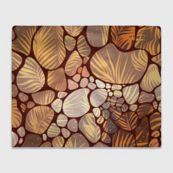 Плед флисовый Коричнево-бежевые пастельные камушки с яркими паль, цвет: 3D-велсофт