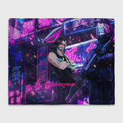 Плед флисовый Johnny cyberpunk2077, цвет: 3D-велсофт