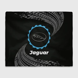 Плед флисовый Jaguar в стиле Top Gear со следами шин на фоне, цвет: 3D-велсофт