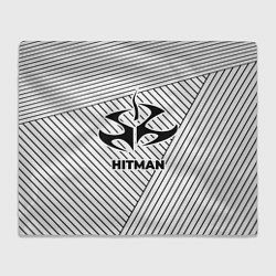 Плед флисовый Символ Hitman на светлом фоне с полосами, цвет: 3D-велсофт