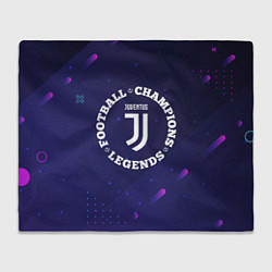 Плед флисовый Символ Juventus и круглая надпись Football Legends, цвет: 3D-велсофт
