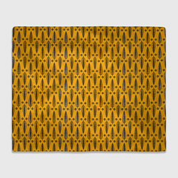 Плед флисовый Черно-желтый современный узор Листья, цвет: 3D-велсофт