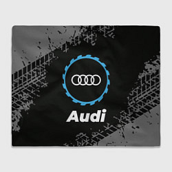 Плед флисовый Audi в стиле Top Gear со следами шин на фоне, цвет: 3D-велсофт