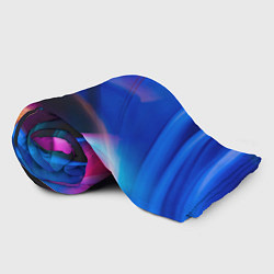 Плед флисовый Неоновые линии и силуэты - Синий, цвет: 3D-велсофт — фото 2