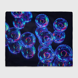 Плед флисовый Неоновые сюрреалистичные пузыри - Синий, цвет: 3D-велсофт