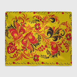 Плед флисовый Хохломская Роспись Цветы, цвет: 3D-велсофт