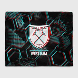 Плед флисовый West Ham FC в стиле Glitch на темном фоне, цвет: 3D-велсофт