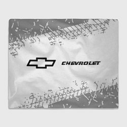 Плед флисовый Chevrolet Speed на светлом фоне со следами шин, цвет: 3D-велсофт