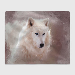 Плед флисовый Белый зимний волк, цвет: 3D-велсофт