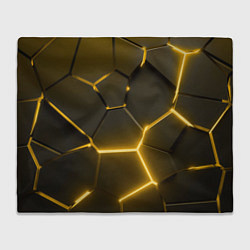 Плед флисовый Золотые неоновые геометрические плиты, цвет: 3D-велсофт
