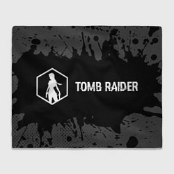 Плед флисовый Tomb Raider glitch на темном фоне: надпись и симво, цвет: 3D-велсофт