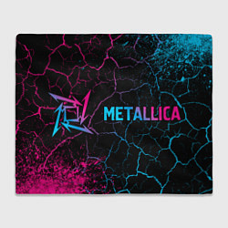 Плед флисовый Metallica - neon gradient: надпись и символ, цвет: 3D-велсофт
