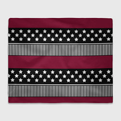 Плед флисовый Burgundy black striped pattern, цвет: 3D-велсофт