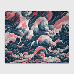 Плед флисовый Красные облачные узоры, цвет: 3D-велсофт