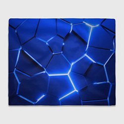 Плед флисовый Синие неоновые геометрические плиты, цвет: 3D-велсофт