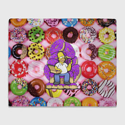 Плед флисовый Гомер Симпсон в окружении пончиков, цвет: 3D-велсофт