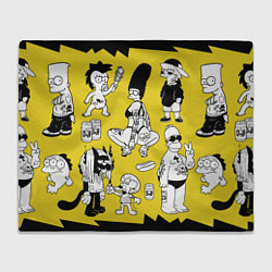 Плед флисовый Весёлая компашка мультфильма Симпсоны - полный рас, цвет: 3D-велсофт