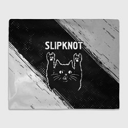 Плед флисовый Группа Slipknot и рок кот, цвет: 3D-велсофт
