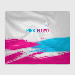 Плед флисовый Pink Floyd neon gradient style: символ сверху, цвет: 3D-велсофт