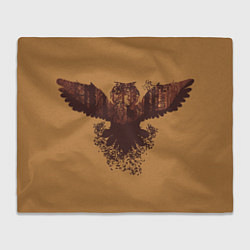 Плед флисовый Летящая сова и осенний лес, цвет: 3D-велсофт